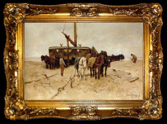 framed  Anton mauve Bomschuit op het strand, ta009-2